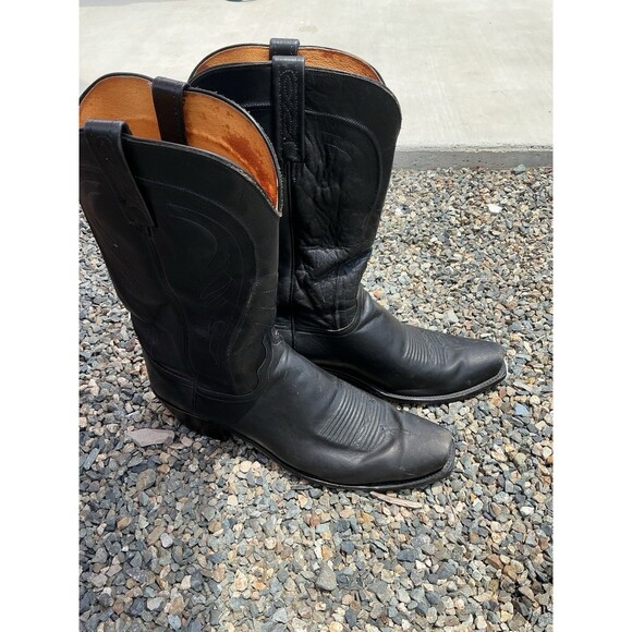 Lucchese 1883 Black Leather Cowboy Boots Western Square Toe Men’s 12D N15977 main image 12